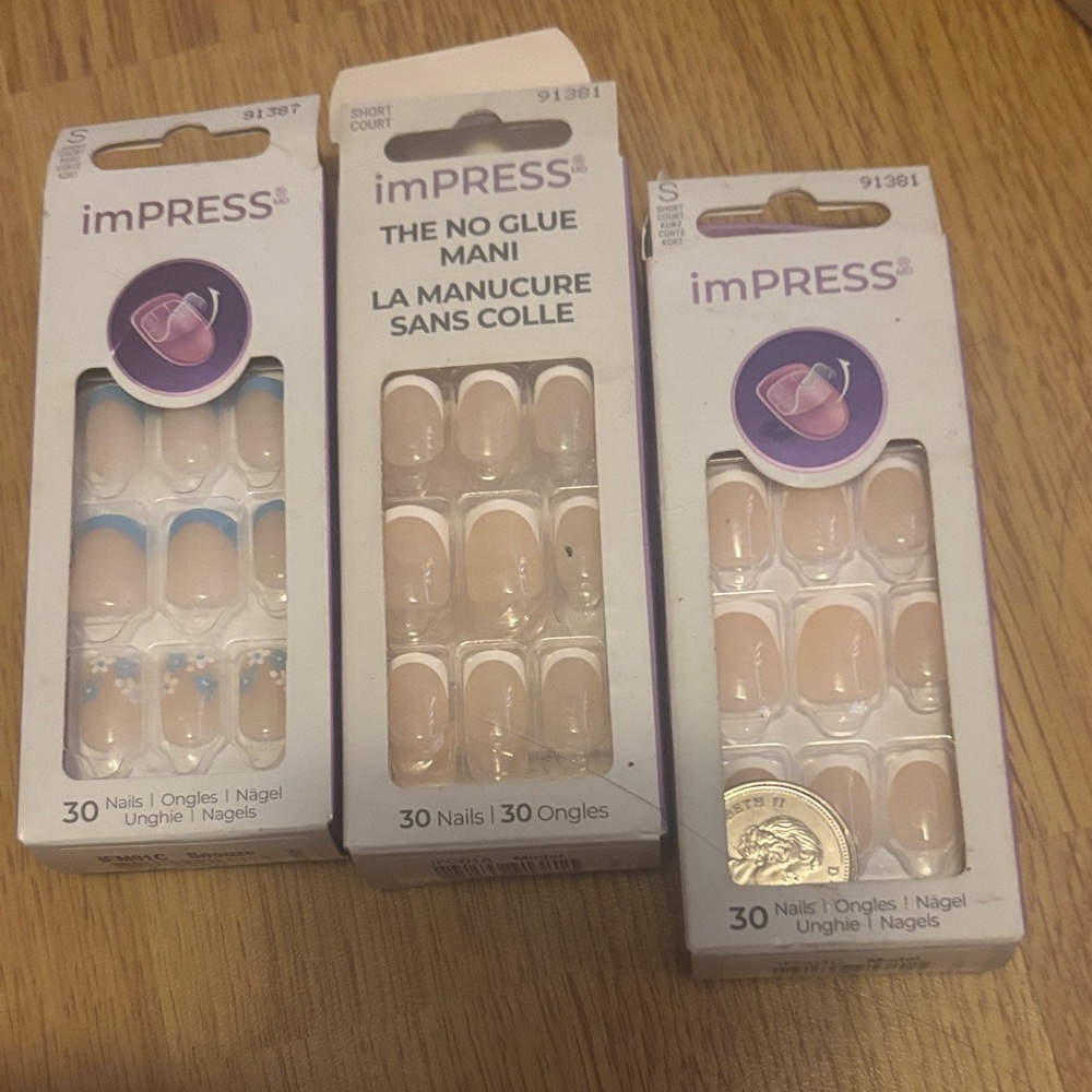 imPRESS Soft Pink and Nude Press-On Nails Trio